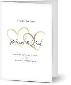 Vigselprogram med guldhjärtan